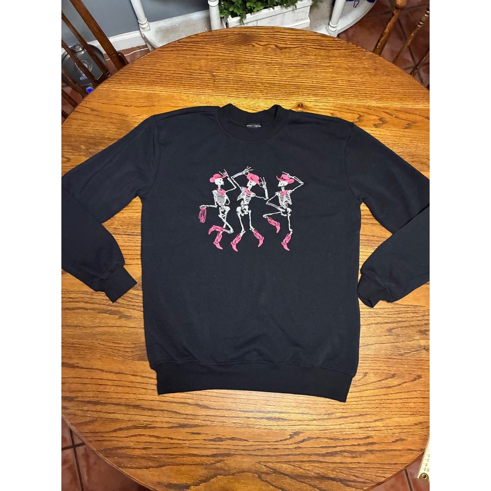 Better Together Black Dancing Cowboy Skeletons Pink Boots Sweatshirt Womens Sm